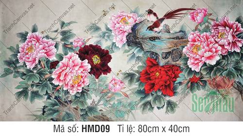 Tranh Hoa Mẫu Đơn Treo Tường HMD09, Hình Hoa Mẫu Đơn