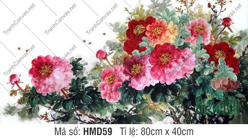 Tranh Hoa Mẫu Đơn Treo Tường HMD59, Tranh Hoa Mẫu Đơn Khổ Lớn