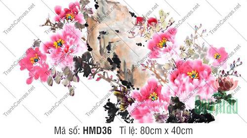 Tranh Mẫu Đơn Khai Hoa Phú Quý HMD36, Hình Ảnh Tranh Hoa Mẫu Đơn