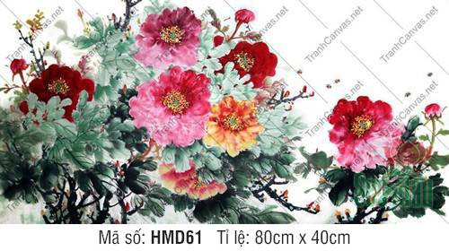 Tranh Mẫu Đơn Khai Hoa Phú Quý HMD61, Những Bức Tranh Hoa Mẫu Đơn Đẹp Nhất
