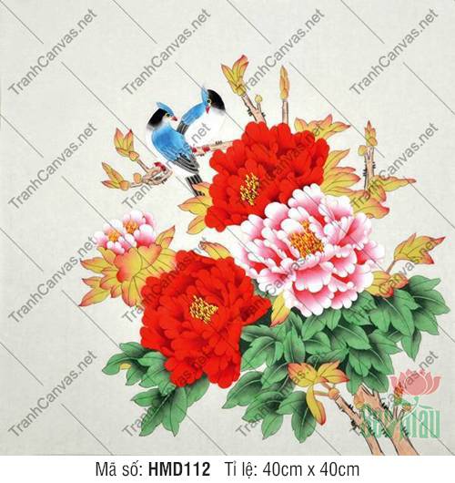 Tranh Vẽ Hoa Mẫu Đơn Đẹp HMD112, Tranh Hoa Mẫu Đơn
