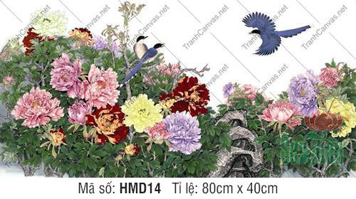 Tranh Vẽ Hoa Mẫu Đơn Đẹp HMD14, Tranh Hoa Mẫu Đơn
