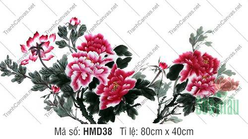 Tranh Vẽ Hoa Mẫu Đơn HMD38, Tranh in Hoa Mẫu Đơn