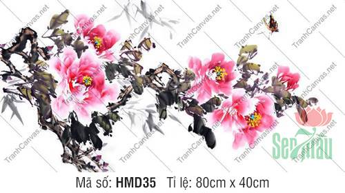 Tranh in Hoa Mẫu Đơn HMD35, Mẫu Tranh Hoa Mẫu Đơn