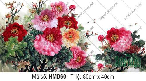 Tranh in Hoa Mẫu Đơn HMD60, Hình Vẽ Hoa Mẫu Đơn Đẹp