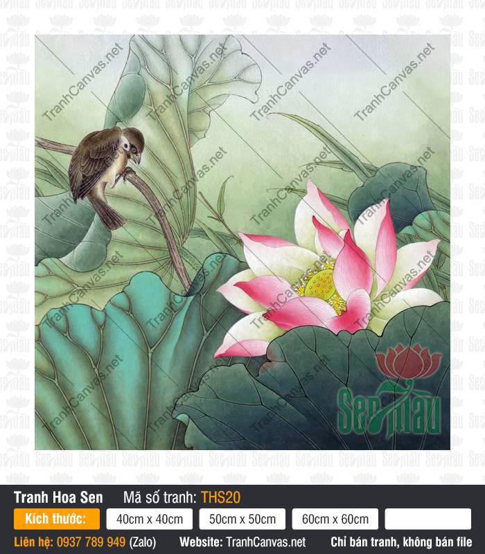 Bức Tranh Hoa Sen THS20, Hình Hoa Sen Đẹp Nhất, Tranh Hoa Sen, Tranh Canvas Nghệ Thuật