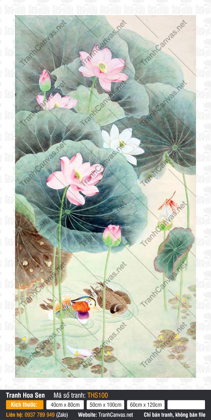 Hình Ảnh Hoa Sen Đẹp Nhất THS100, Tranh Hoa Sen, In Tranh Canvas Chất Lượng Cao