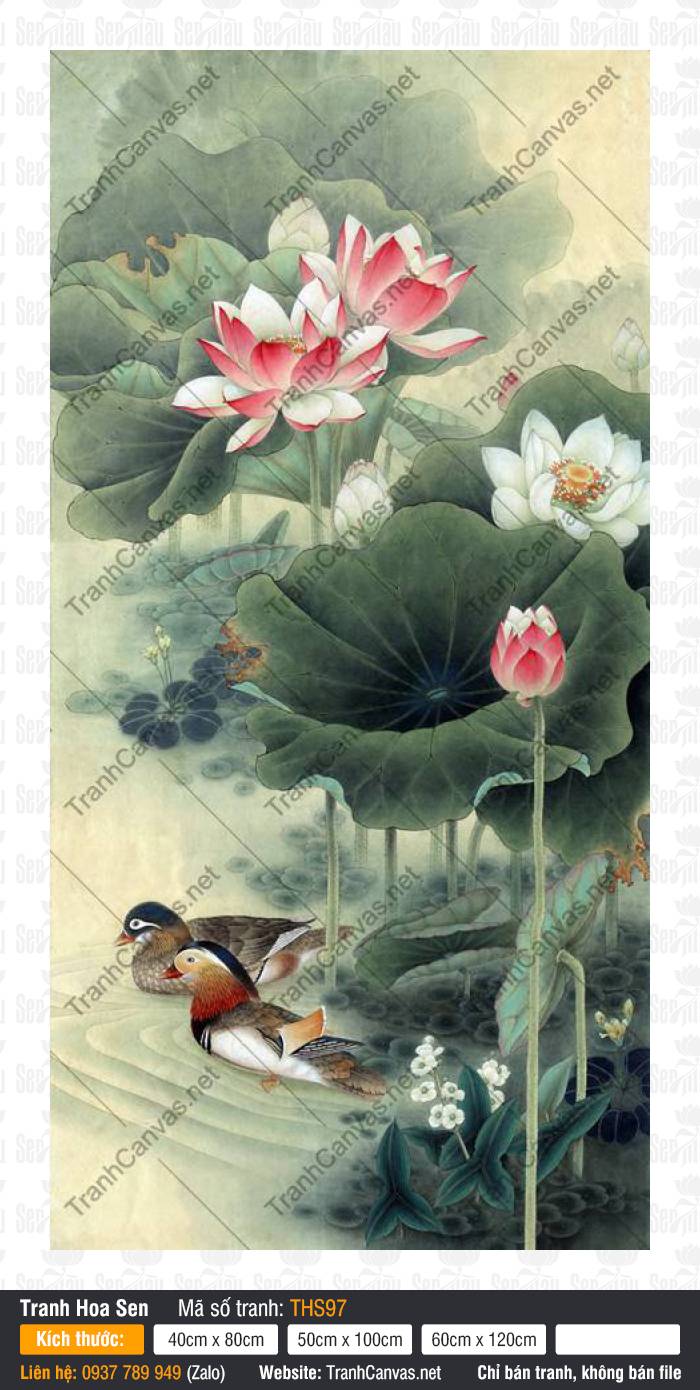 Hình Ảnh Hoa Sen THS97, Tranh Hoa Sen Phòng Khách, Tranh Hoa Sen, In Canvas HCM