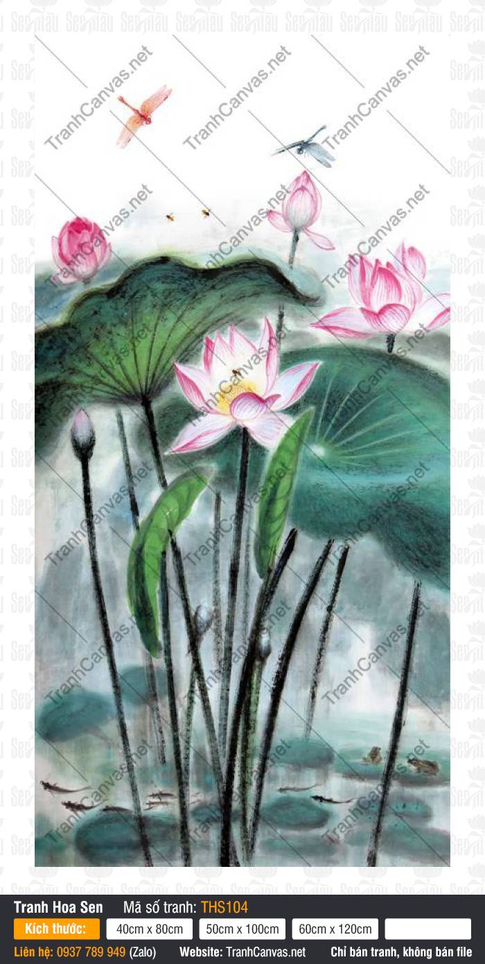 Hình Ảnh Hoa Sen Tuyệt Đẹp THS104, Tranh Hoa Sen, In Tranh Canvas TPHCM