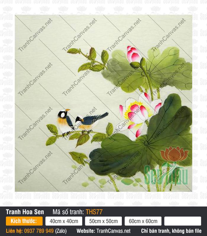 Hình Hoa Sen Nghệ Thuật THS77, Tranh Hoa Sen Đẹp, Tranh Canvas Nghệ Thuật