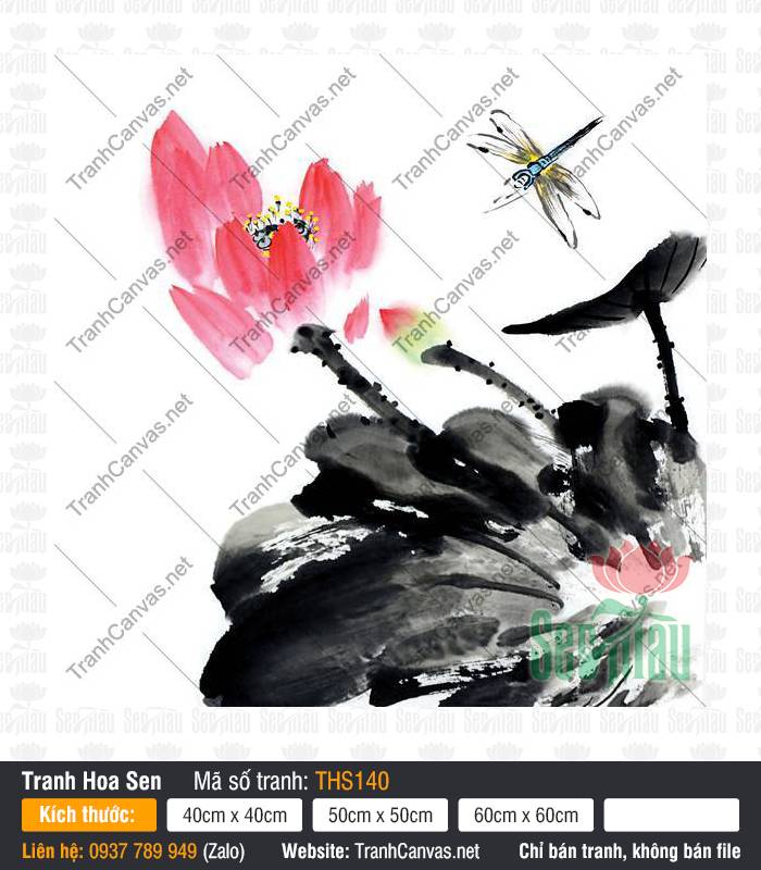 Hình Hoa Sen Siêu Đẹp THS140, Tranh Hình Hoa Sen, Tranh Hoa Sen, Tranh Canvas Treo Phòng Ngủ