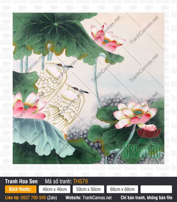 Hoa Sen Nghệ Thuật THS79, Tranh Hoa Sen Phong Thủy, Tranh Hoa Sen, Tranh Canvas Trang Trí Nội Thất