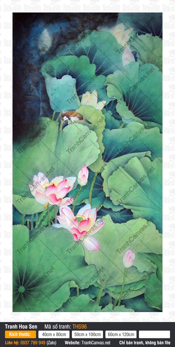 Mẫu Hình Hoa Sen Đẹp THS96, Tranh Hoa Sen Đẹp Nhất, Tranh Hoa Sen, Dịch Vụ In Tranh Canvas