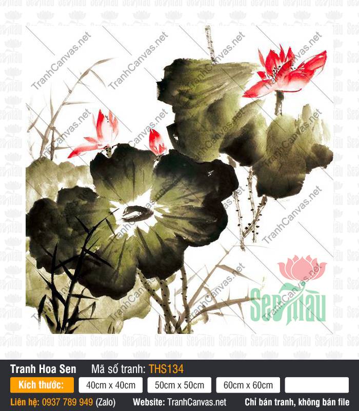 Mẫu Tranh Hoa Sen Đẹp THS134, Tranh Hoa Sen Canvas, Tranh Hoa Sen, Tranh Canvas Nghệ Thuật