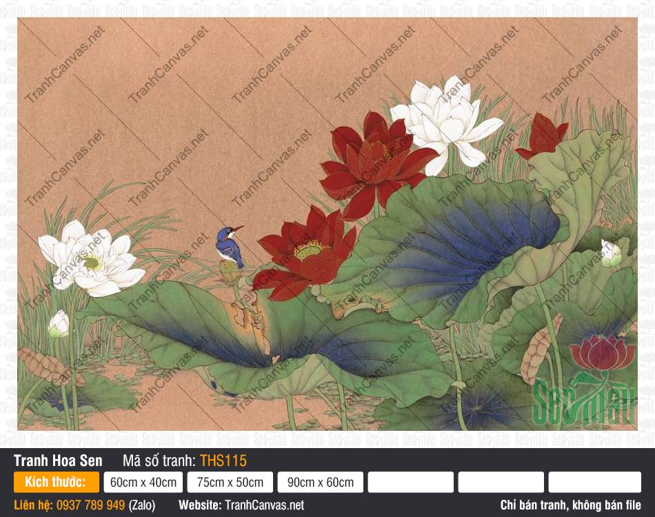 Tranh Hoa Sen Canvas THS115, Hình Hoa Sen Đẹp Nhất, Tranh Hoa Sen, Tranh Canvas