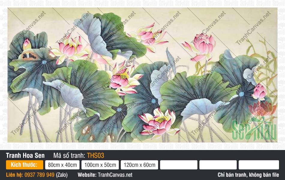 Tranh Hoa Sen Nghệ Thuật THS03, Tranh In Hoa Sen, Tranh Hoa Sen, Tranh Canvas HCM