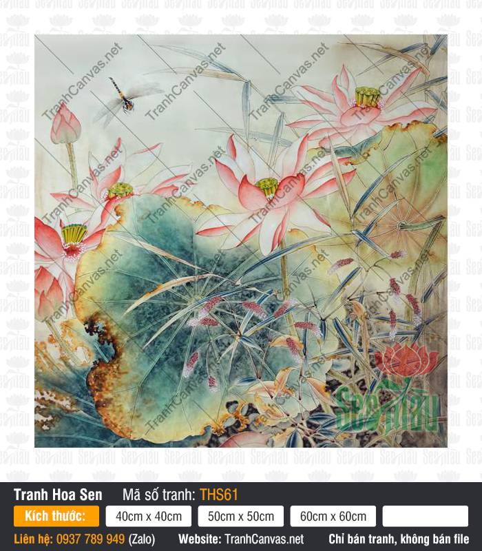 Tranh Hoa Sen Nghệ Thuật THS61, Hình Ảnh Hoa Sen, Tranh Hoa Sen, Tranh Canvas Hiện Đại