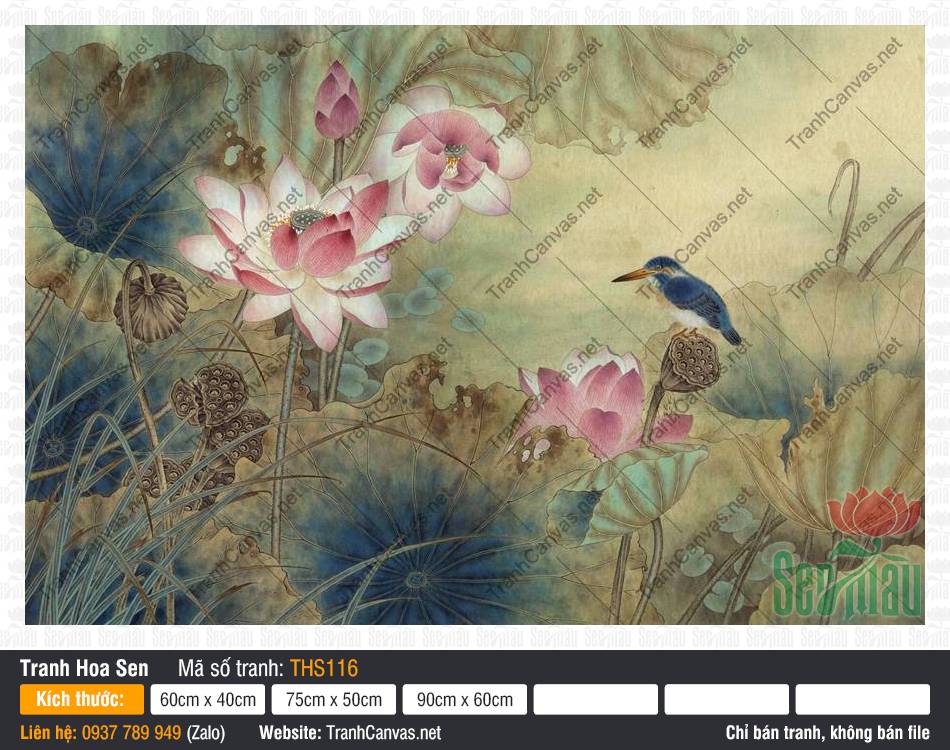 Tranh In Hoa Sen THS116, Hình Ảnh Hoa Sen Đẹp Nhất, Tranh Hoa Sen, Tranh Canvas Đẹp