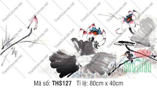 Bức Tranh Hoa Sen Đẹp THS127, Tranh Hoa Sen Canvas