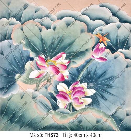 Bức Tranh Hoa Sen Đẹp THS73, Tranh Hoa Sen Canvas