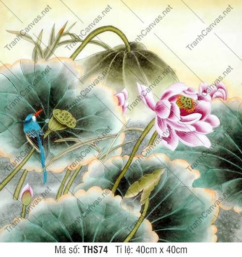 Hình Hoa Sen THS74, Tranh Hoa Sen Treo Phòng Khách