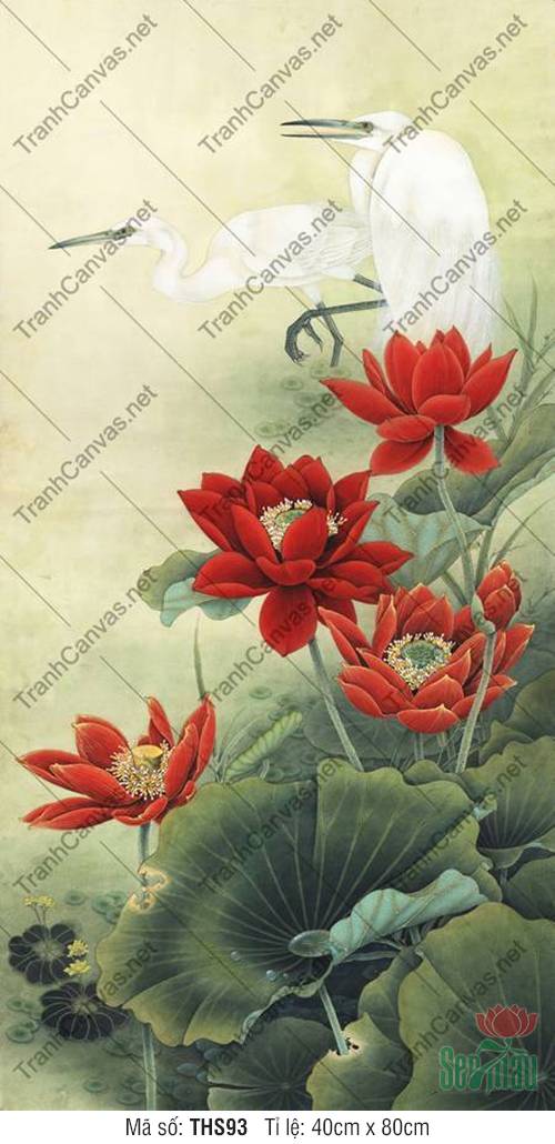 Tranh Hoa Sen Đỏ THS93, Hình Hoa Sen Nghệ Thuật