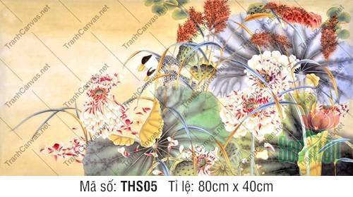 Tranh Hoa Sen Khổ Ngang THS05, Tranh Hoa Sen Đẹp
