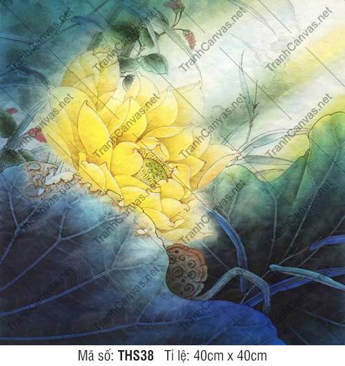 Tranh Hoa Sen Màu Vàng THS38, Tranh Hoa Sen Đẹp