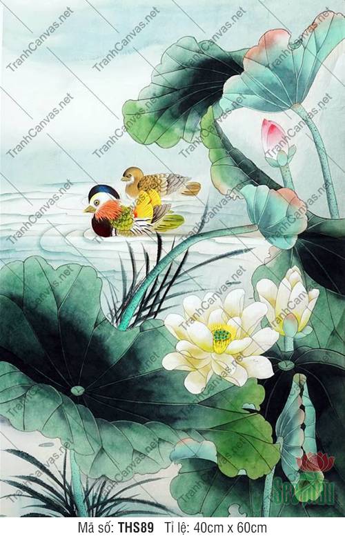 Tranh Treo Tường Phòng Khách Hoa Sen THS89, Tranh Hoa Sen