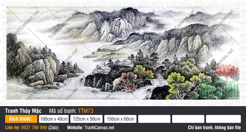 Bức Tranh Thủy Mặc TTM73, Tranh Thủy Mặc Đẹp Nhất, Tranh Thủy Mặc, Tranh Trang Trí Tường