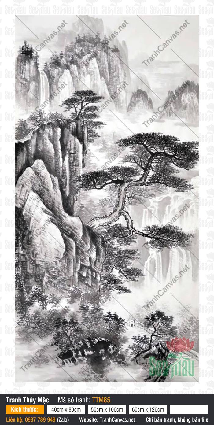 Mua Tranh Thủy Mặc TTM85, Tranh Thủy Mặc Đẹp Nhất, Tranh Thủy Mặc, Tranh Canvas Treo Tường Phòng Khách