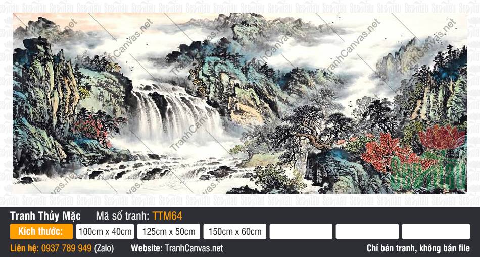 Tranh Thủy Mặc Chất Lượng Cao TTM64, Tranh Núi Non, Tranh Thủy Mặc, Tranh In Canvas