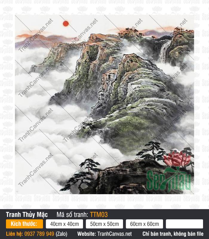 Tranh Thủy Mặc Đẹp Nhất TTM03, Bức Tranh Thủy Mặc, Tranh Thủy Mặc, Tranh Canvas HCM