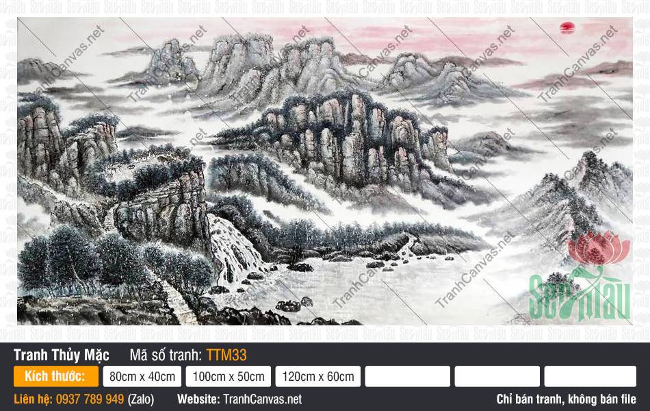 Tranh Thủy Mặc Đẹp Nhất TTM33, Tranh Thủy Mặc, Tranh Vải Canvas Treo Tường