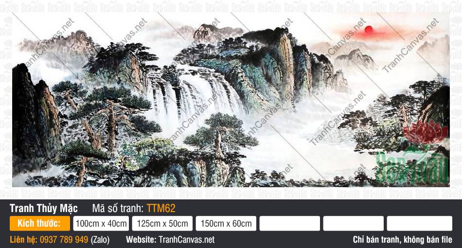 Tranh Thủy Mặc Đẹp TTM62, Tranh Tường Thủy Mặc, Tranh Canvas Khổ Lớn