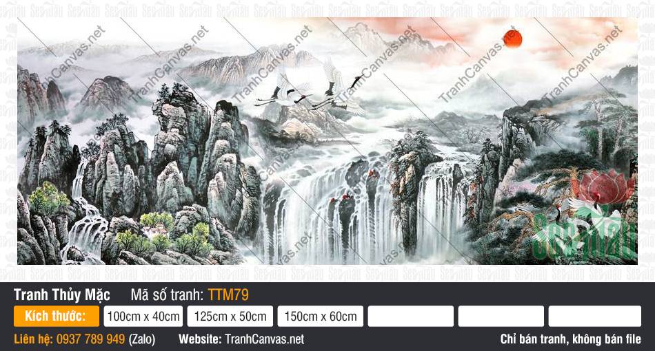 Tranh Thủy Mặc Đơn Giản TTM79, Bức Tranh Thủy Mặc, Tranh Thủy Mặc, Tranh Canvas Trang Trí Nội Thất