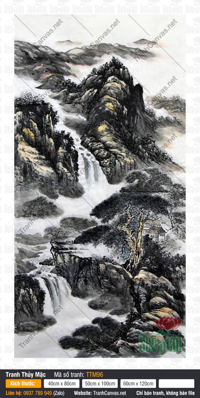 Tranh Thủy Mặc Khổ Lớn TTM96, Tranh Tường Thủy Mặc, Tranh Thủy Mặc, Dịch Vụ In Tranh Canvas