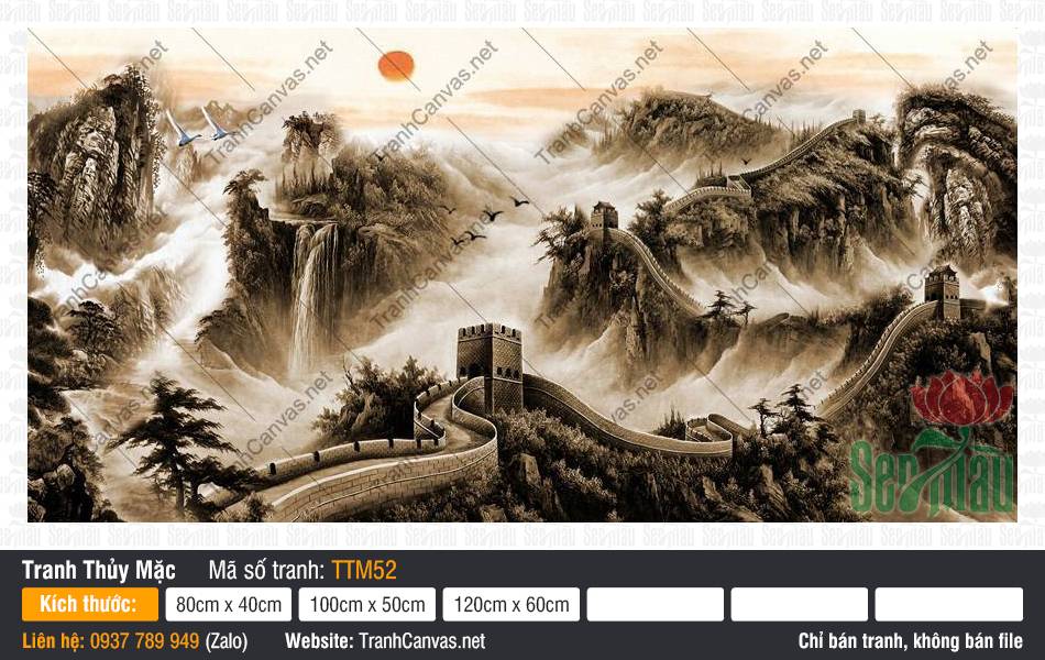 Tranh Thủy Mặc Mua Ở Đâu TTM52, Tranh Thủy Mặc Đẹp, In Tranh Lên Canvas