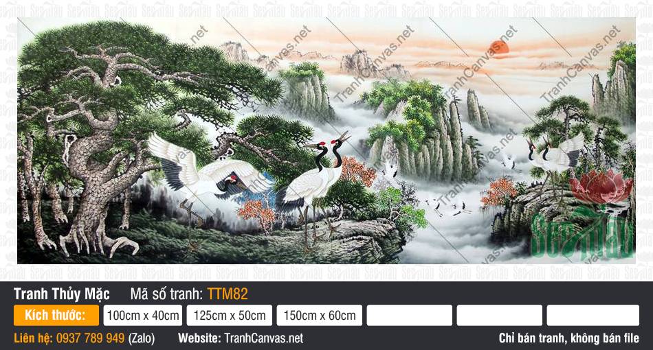 Tranh Thủy Mặc Mua Ở Đâu TTM82, Tranh Thủy Mặc Đẹp, Tranh Thủy Mặc, Tranh Canvas Treo Phòng Làm Việc