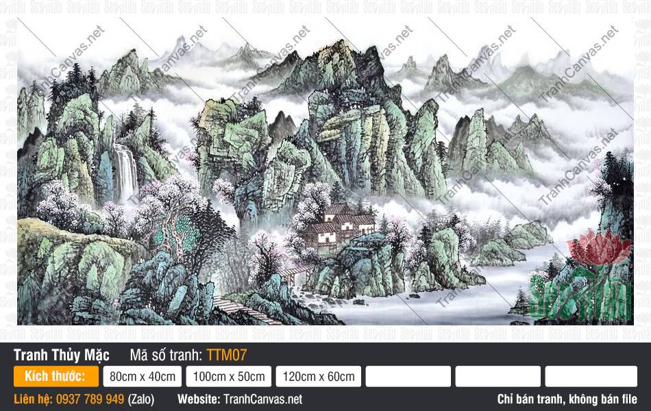 Tranh Thủy Mặc Núi Non TTM07, Tranh Thủy Mặc Núi, Tranh Thủy Mặc, Tranh In Canvas