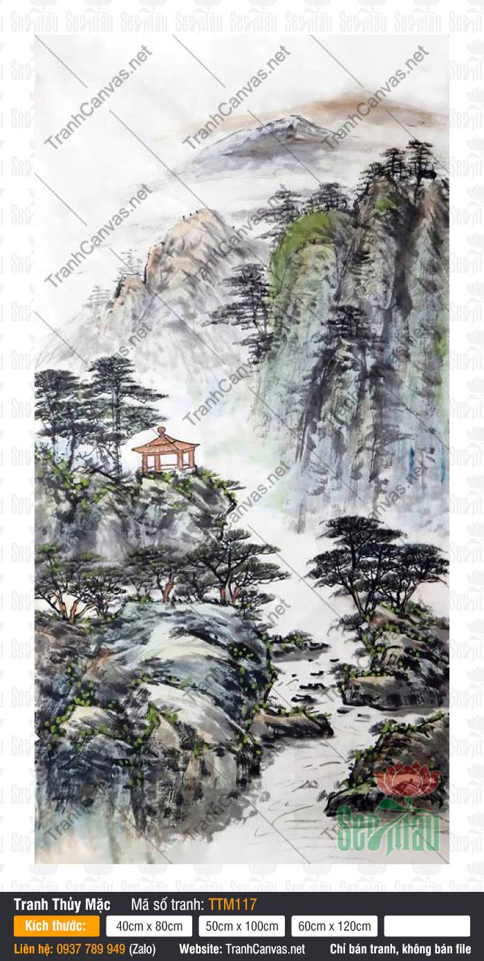 Tranh Thủy Mặc Sông Nước TTM117, Tranh Thủy Mặc, Tranh Canvas HCM