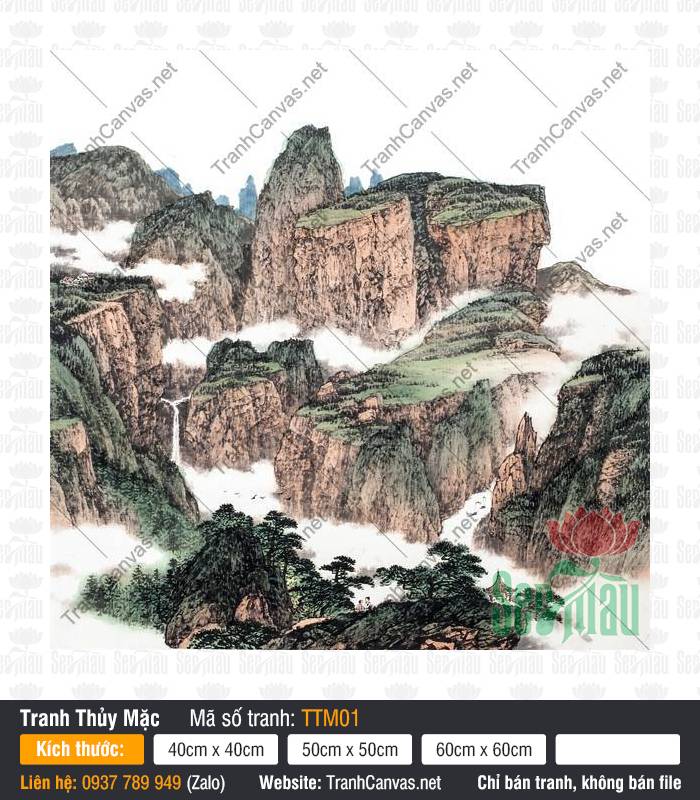 Tranh Thủy Mặc TTM01, Tranh Thủy Mặc Phong Thủy, Tranh Canvas