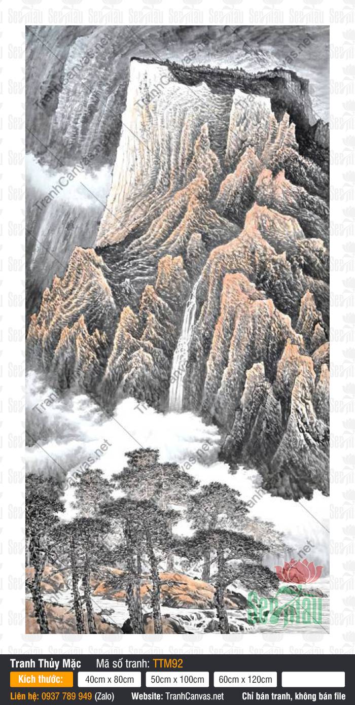 Tranh Thủy Mặc TTM92, Tranh Thủy Mặc Treo Tường, Xưởng In Tranh Canvas TPHCM