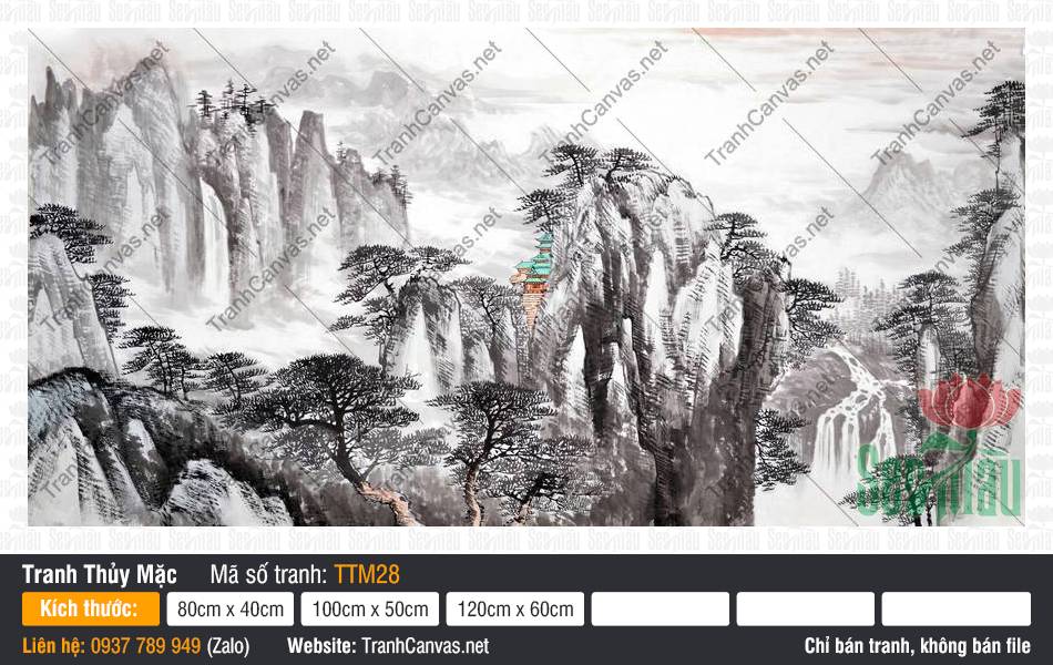 Tranh Thủy Mặc Tối Giản TTM28, Tranh Thủy Mặc, Tranh Canvas Treo Tường Phòng Khách