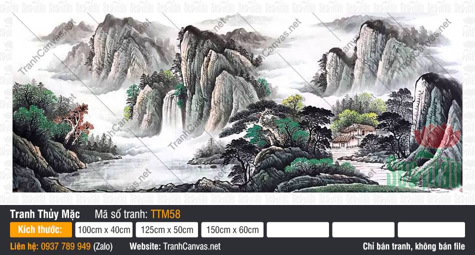 Tranh Thủy Mặc Tối Giản TTM58, Tranh Thủy Mặc Đẹp, Tranh Thủy Mặc, Tranh Canvas