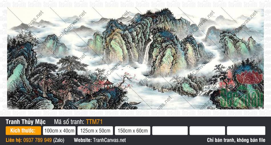 Tranh Thủy Mặc Treo Phòng Khách TTM71, Tranh Thủy Mặc, Tranh Canvas TPHCM