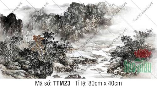 Bán Tranh Thủy Mặc TTM23, Tranh Núi Non Phong Thủy