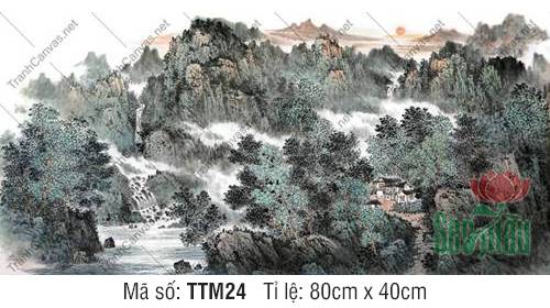 Khung Tranh Thủy Mặc TTM24, Tranh Thủy Mặc Núi Non