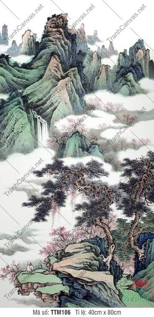 Tranh Núi Non Phong Thủy TTM106, Tranh Thủy Mặc Núi