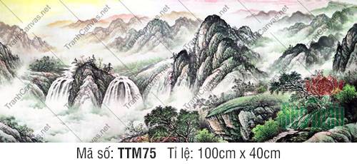 Tranh Núi Non Phong Thủy TTM75, Tranh Thủy Mặc Núi